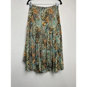 Newsworthy Womens Size M Shear Skirt Goblincore Forest‎ Fairy Turquoise Brown